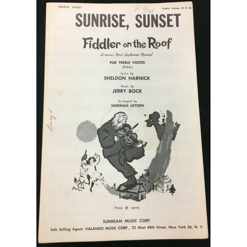 Sunrise, Sunset from Fiddler on the Roof for Treble Voices Sheet Music